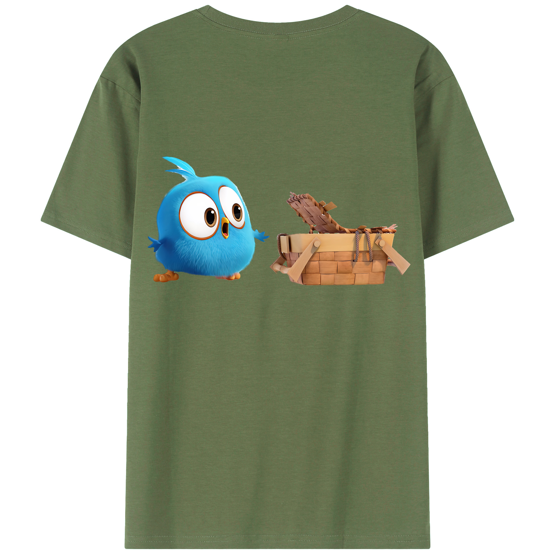（画像用） Angry Birds アングリーバード 綿100％ メンズ半袖Tシャツ（バックプリント） 通気性